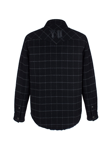 Черная рубашка в клетку с подкладкой из овчины, 2