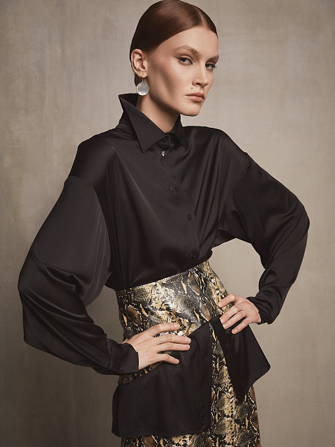 Бежевая баска из эко-кожи со змеиным принтом, 4