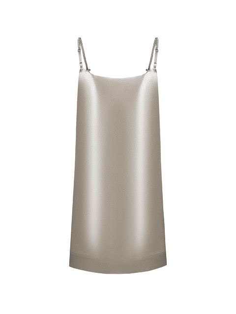 Серебристое платье-мини из атласа, 2