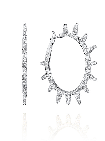 Хупсы из белого золота с бриллиантами, 1