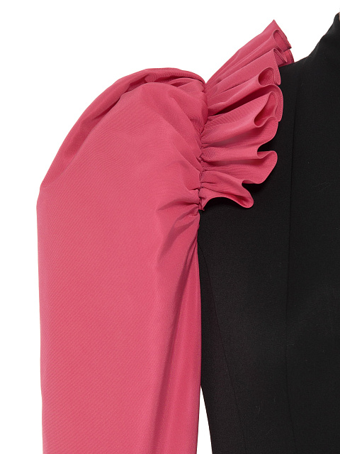 Черное платье-мини с объемными рукавами, 3