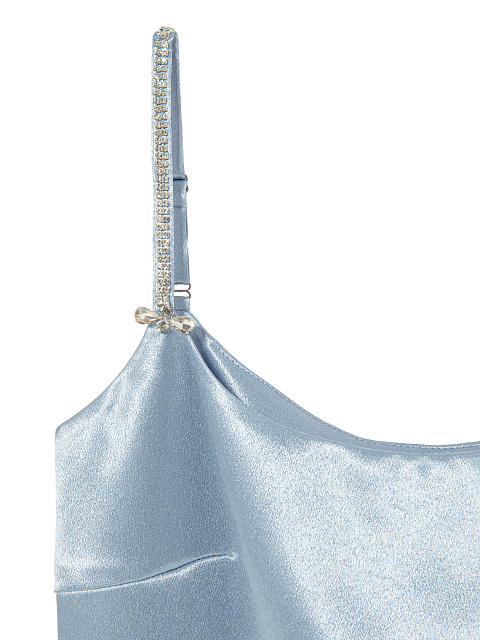 Голубое платье-мини из атласа, 3