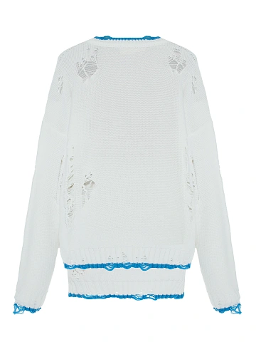 Белый вязаный комплект из свитера и юбки-мини, 2