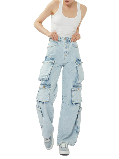 Голубые кеды из кожи и денима, 6