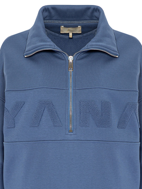 Синий монохромный трикотажный костюм с нашивкой, 5