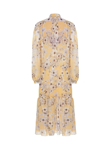 Желтое платье-миди с цветочным принтом, 2