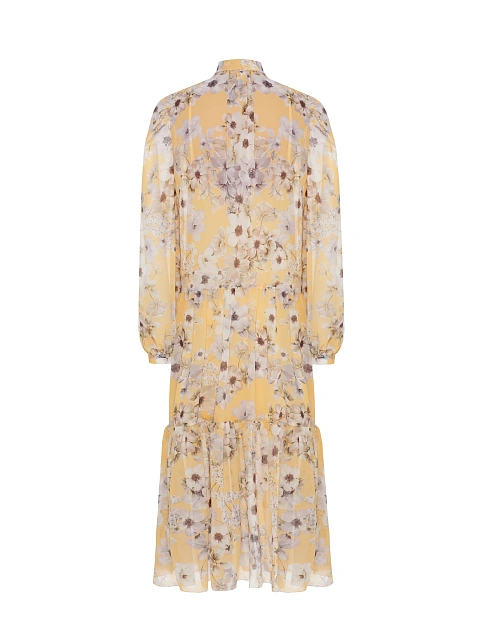 Желтое платье-миди с цветочным принтом, 2