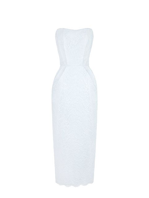 Белое платье-миди из кружева, 1 Белое платье-миди из кружева, 1