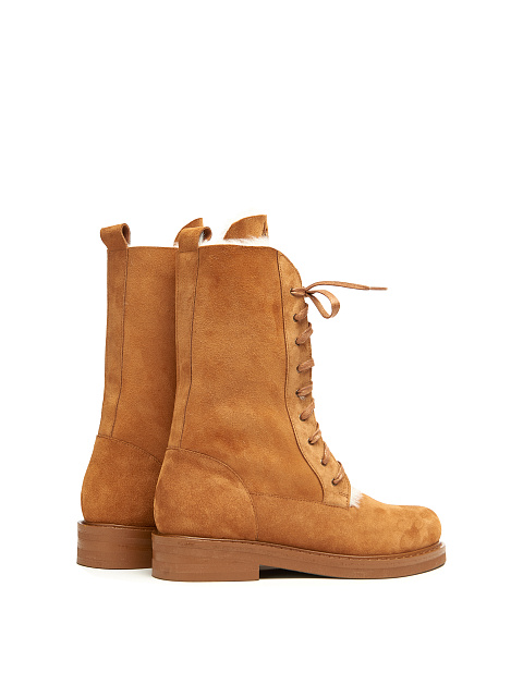 Коричневые замшевые ботинки с овчиной, 3