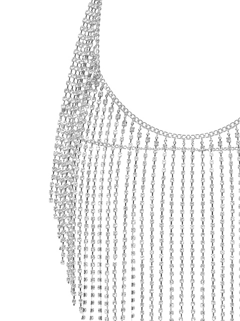 Топ из серебристых цепочек со стразами, 3