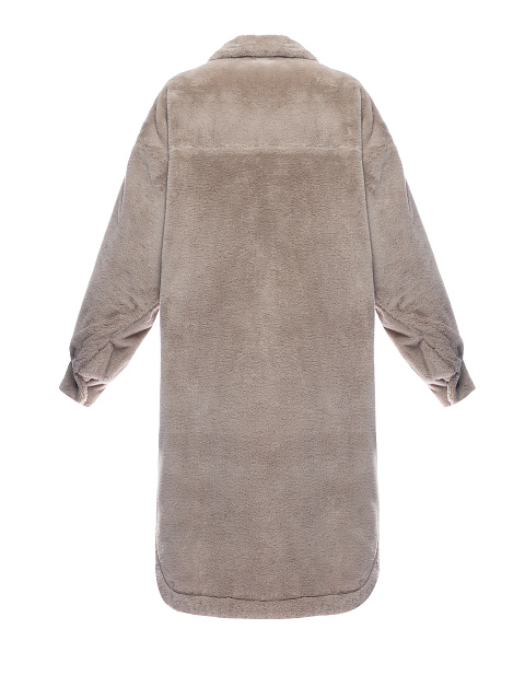 Бежевое пальто-рубашка из эко-меха, 2 Бежевое пальто-рубашка из эко-меха, 2