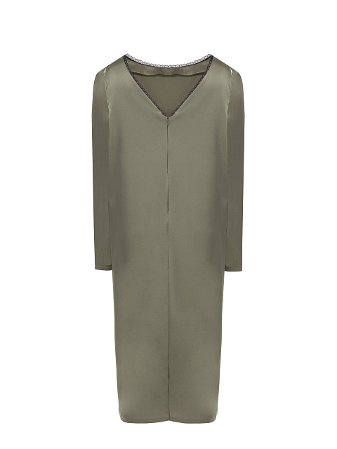Оливковое шелковое платье-миди, 2 Оливковое шелковое платье-миди, 2