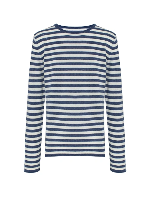 Бело-синий мужской лонгслив в полоску с дырками, 1