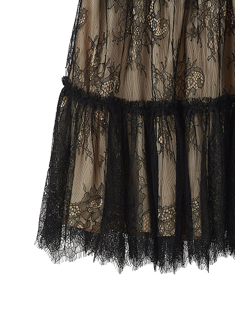 Черно-бежевый комплект из топа и кружевной юбки, 4