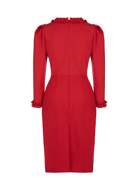 Красное платье-миди с рюшами, 2