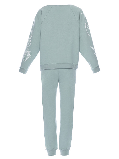 Костюм из  трикотажа "снежная мята", рукав реглан, манжеты на резинке, принт на рукавах, 1