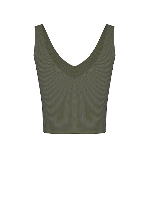 Трикотажный топ-лапша цвета хаки, 2