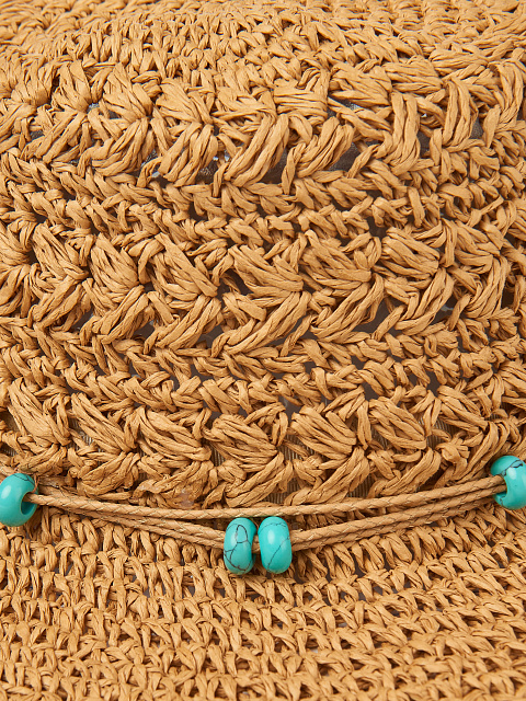 Соломенная шляпа с кожаной отделкой и бусинами, 3