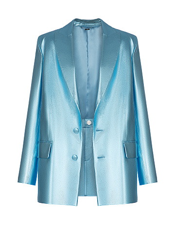 Голубой кожаный костюм-двойка, 1