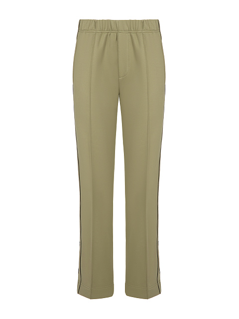 Оливковый костюм с укороченной толстовкой и вышивкой, 3