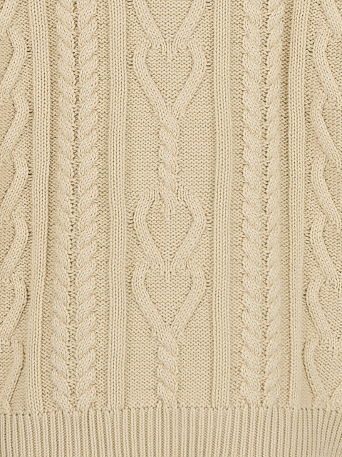 Светло-бежевый хлопковый свитер с косами, 3