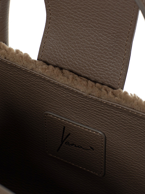 Коричневая сумка из овчины с лилией, 6