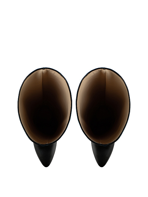 Черные сапоги из кожи на высоком каблуке, 4