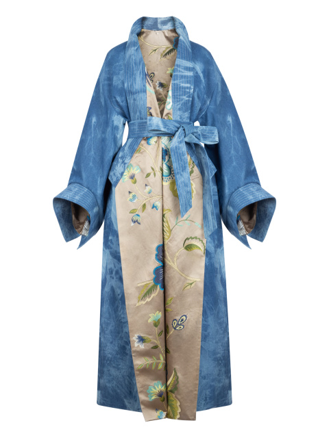 Голубое пальто-кимоно из джинсовой ткани, 1