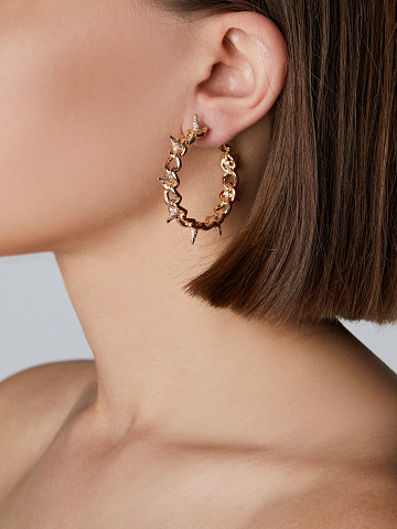 Хупсы с шипами из желтого золота и желтых бриллиантов круглой огранки, 2