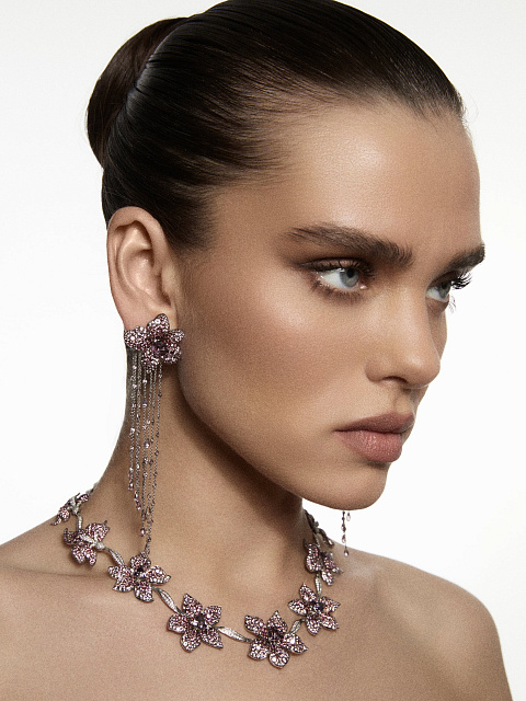 Серьги-трансформеры из палладиевого золота со шпинелью и бриллиантами, 2