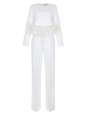 Белый костюм-двойка с боа, 1