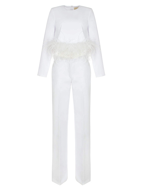 Белый костюм-двойка с боа, 1