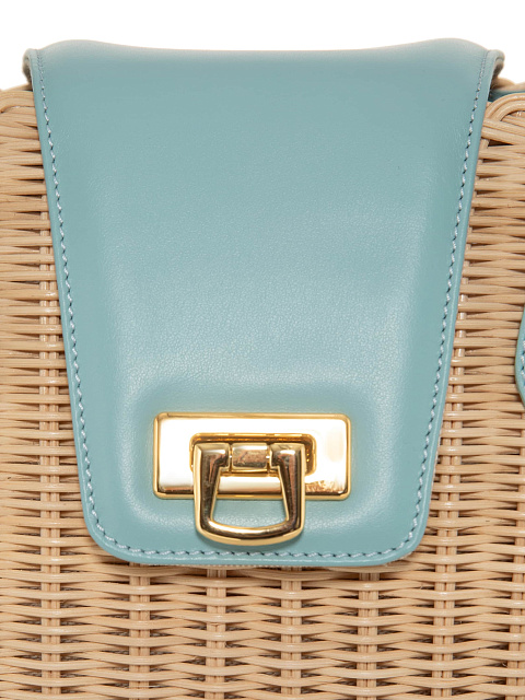 Соломенная сумка-тоут с отделкой из кожи мятного цвета, 4 Соломенная сумка-тоут с отделкой из кожи мятного цвета, 4