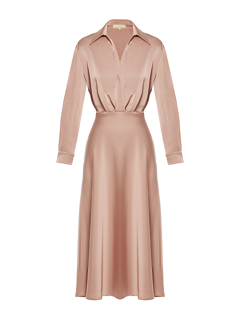 Розовое атласное платье-рубашка, 1 Розовое атласное платье-рубашка, 1