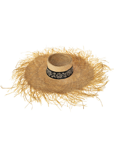 Соломенная шляпа с цветочной вышивкой на ленте, 1