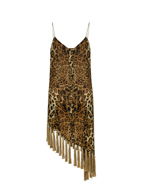 Асимметричное платье-мини с леопардовым принтом, 1