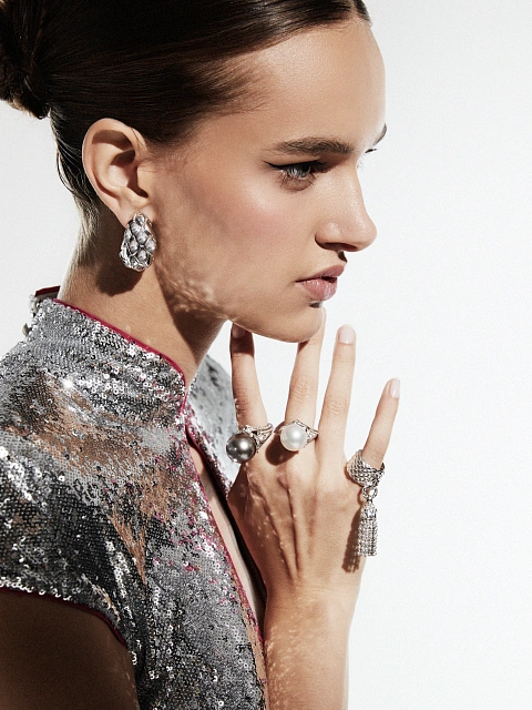 Кольцо из белого золота, жемчуга и бриллиантов, 6