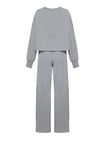 Серый трикотажный костюм Bad Girls Club с салатовой вышивкой, 2