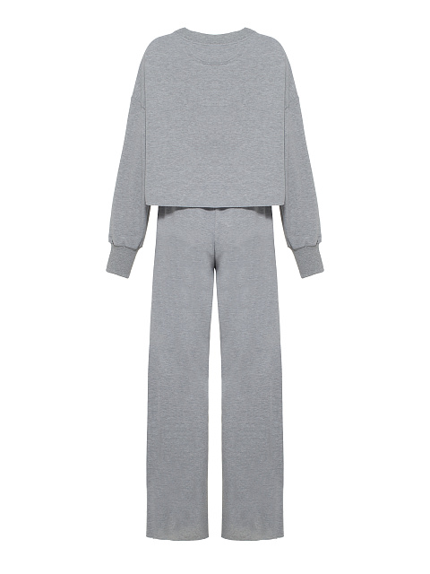 Серый трикотажный костюм Bad Girls Club с салатовой вышивкой, 2