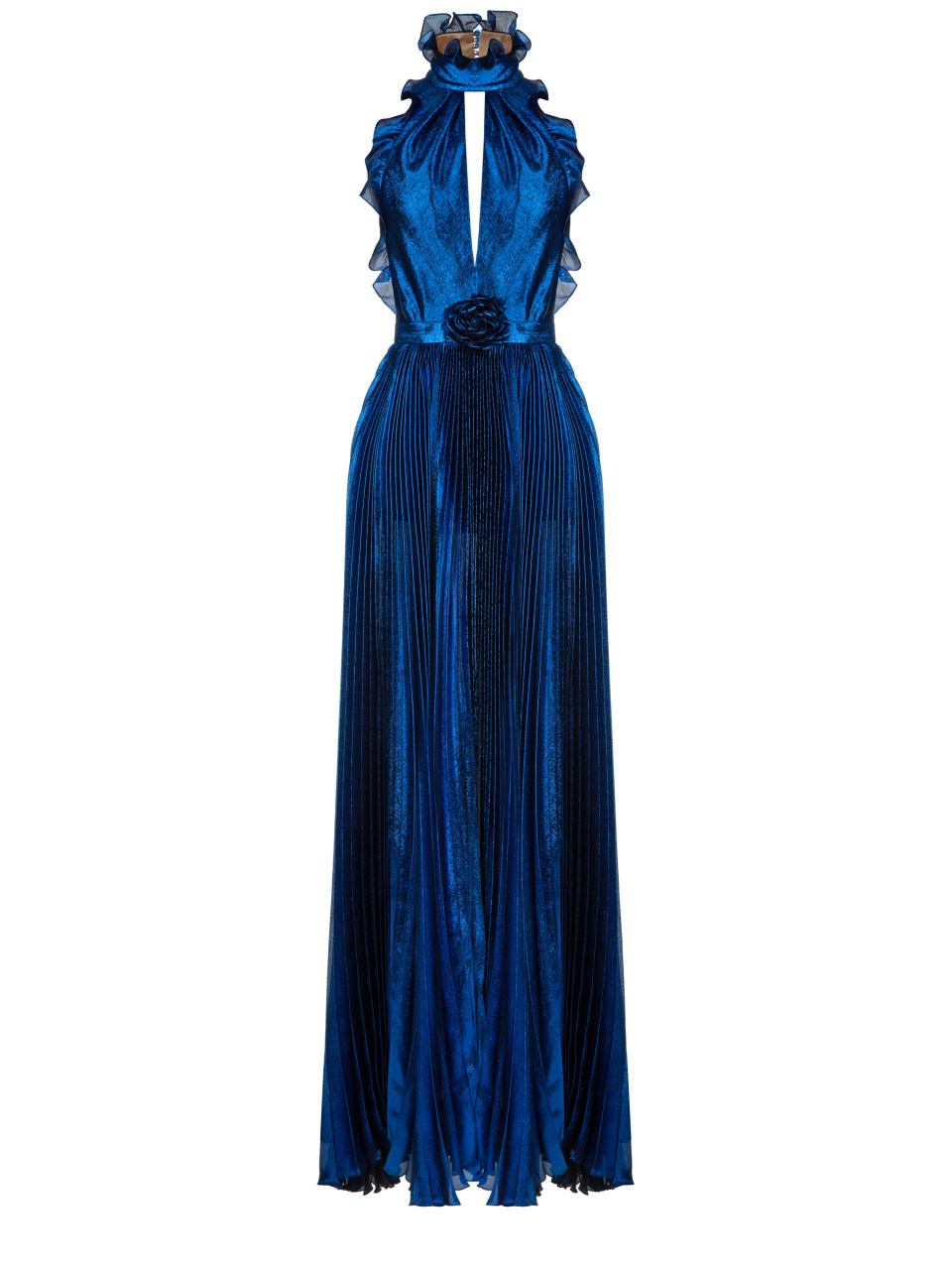 Синее платье-макси из шелка с люрексом, 1