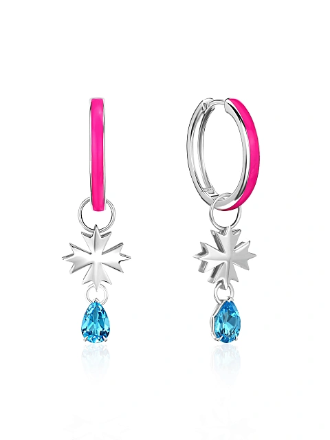 Хупсы из белого золота с эмалью Tutti Frutti Color, 4 Хупсы из белого золота с эмалью Tutti Frutti Color, 4