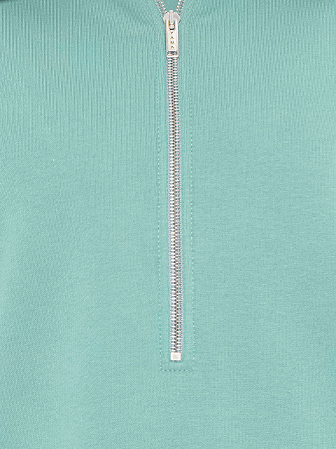 Мятный костюм с укороченной толстовкой и вышивкой, 4