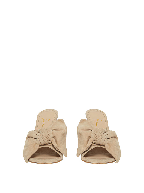 Бежевые мюли из замши на высоком каблуке, 2