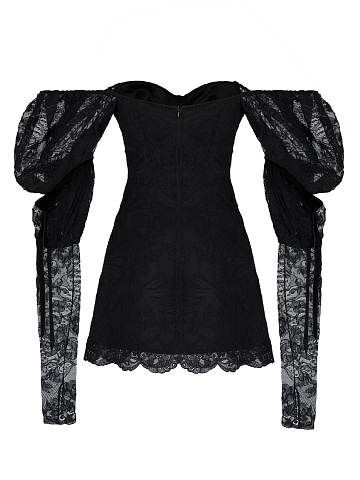 Черное платье-мини из кружева, 2