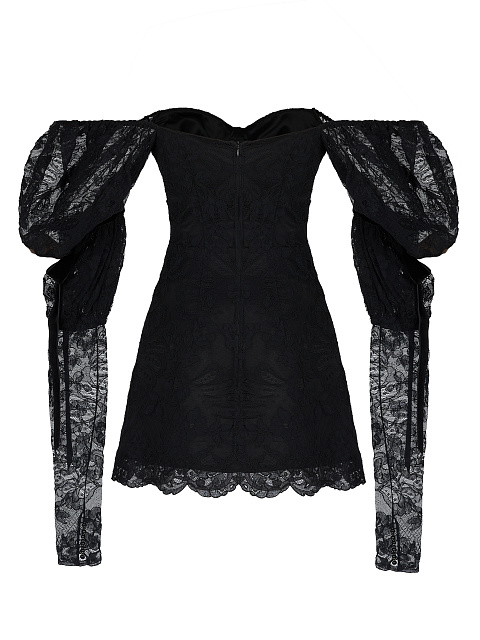 Черное платье-мини из кружева, 2