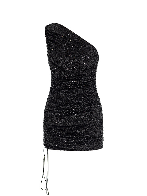 Черное платье-мини с пайетками, 1