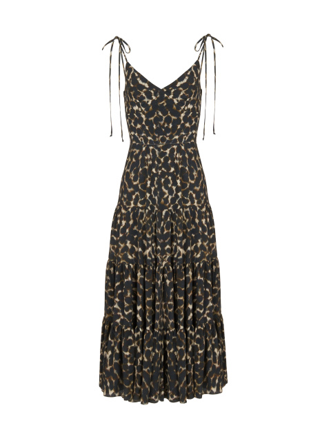 Леопардовое платье-миди из вискозы, 1