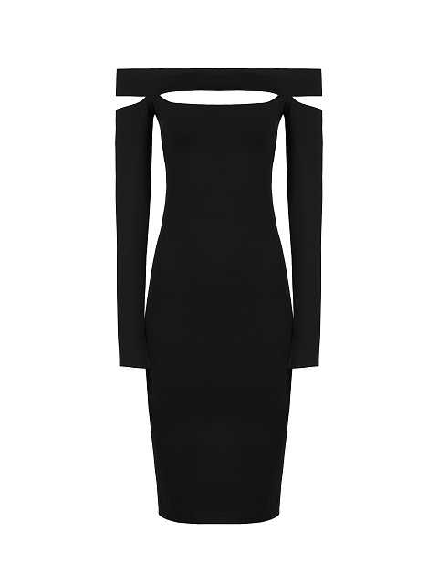 Черное платье-миди с вырезом на груди, 1 Черное платье-миди с вырезом на груди, 1