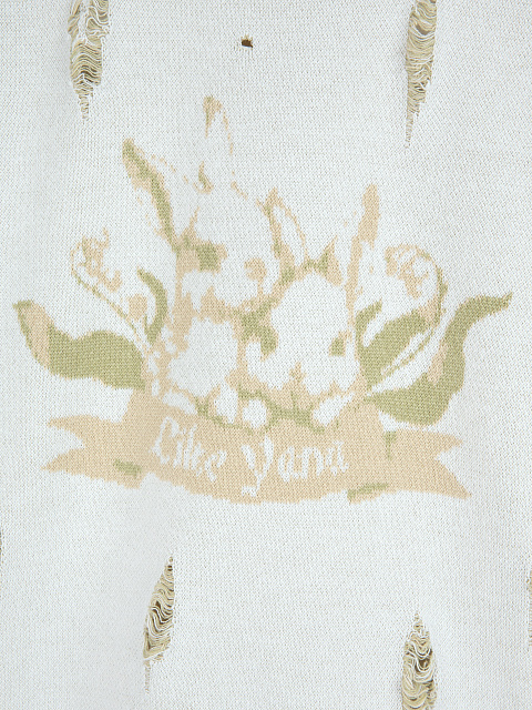 Объемный белый свитер с кроликами, 3