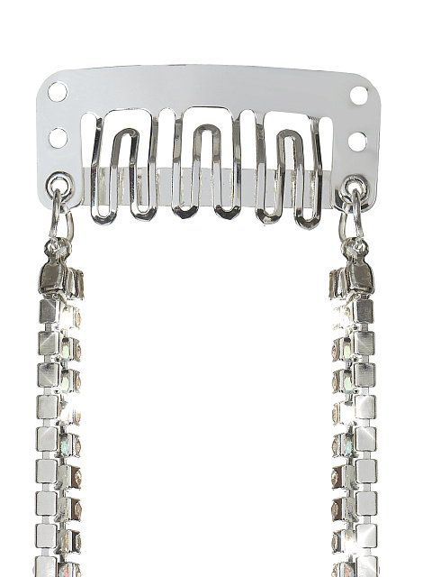 Серебристая заколка с четырьмя цепочками из страз, 2